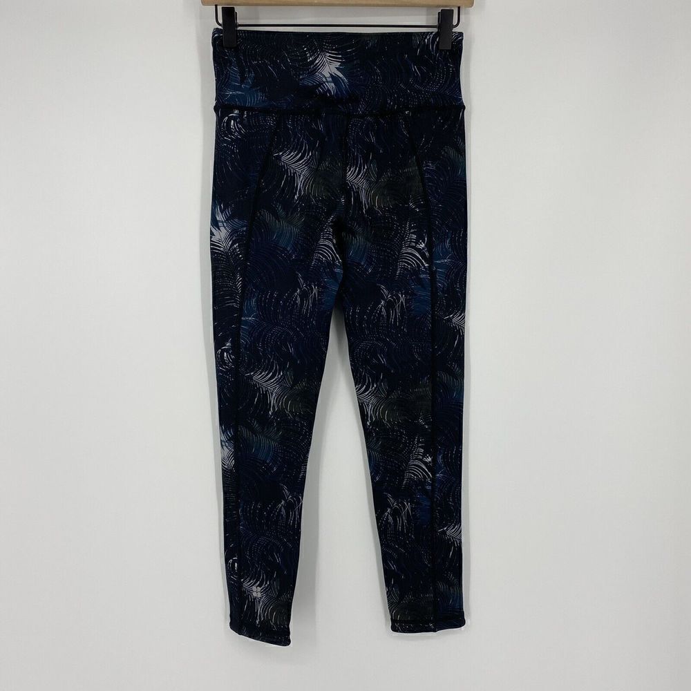 Sweaty Betty Leggings Size Small Womens Blue Palm Leaf Print Crop High Rise - Picture 3 of 7
